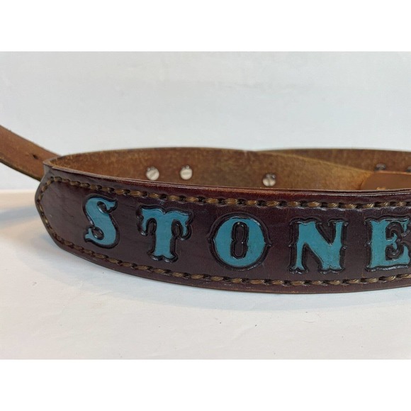 Vintage Custom Stonewall Gay Pride Leather Tooled Belt Custom Name main image 15
